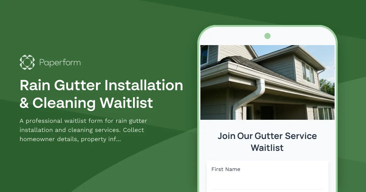 Rain Gutter Installation & Cleaning Waitlist