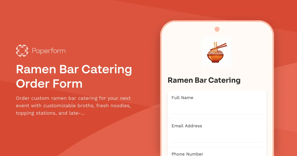 Ramen Bar Catering Order Form