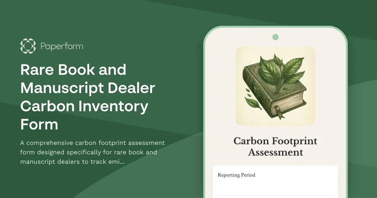 Rare Book and Manuscript Dealer Carbon Inventory Form