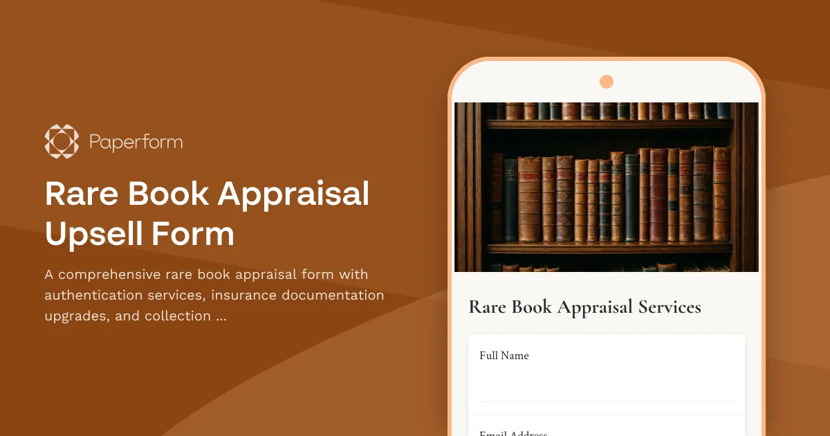 Rare Book Appraisal Upsell Form