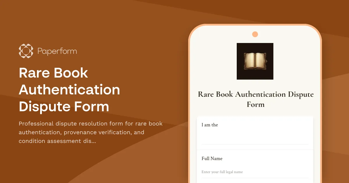 Rare Book Authentication Dispute Form