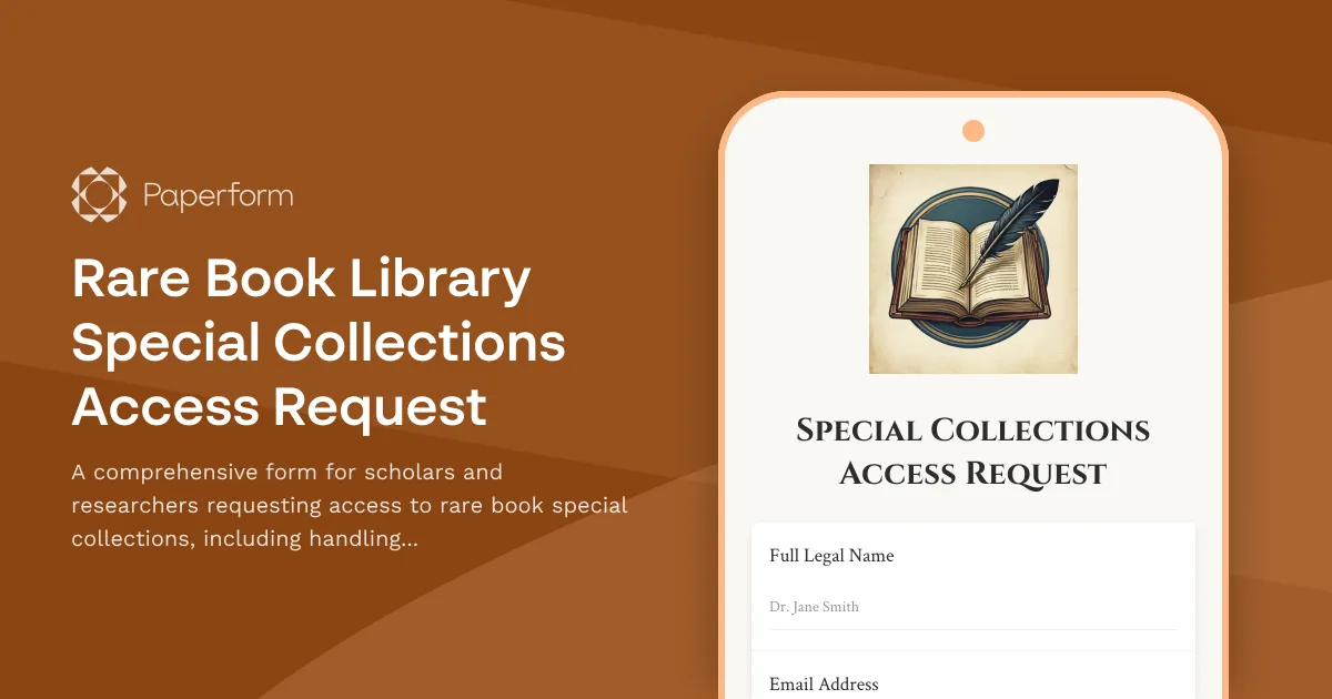 Rare Book Library Special Collections Access Request