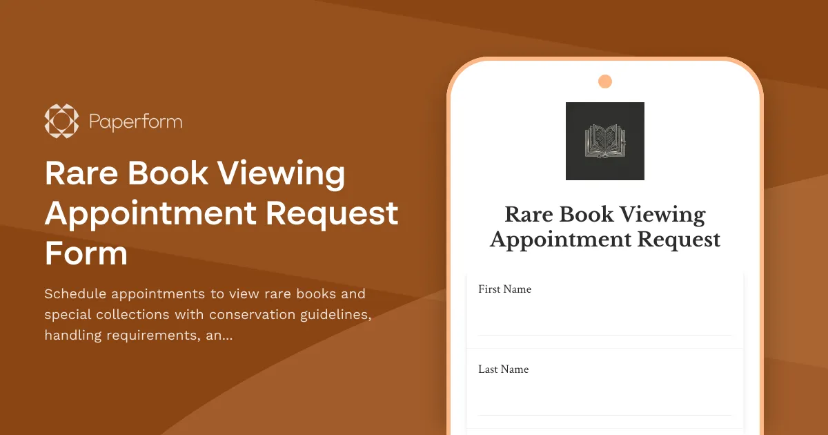 Rare Book Viewing Appointment Request Form