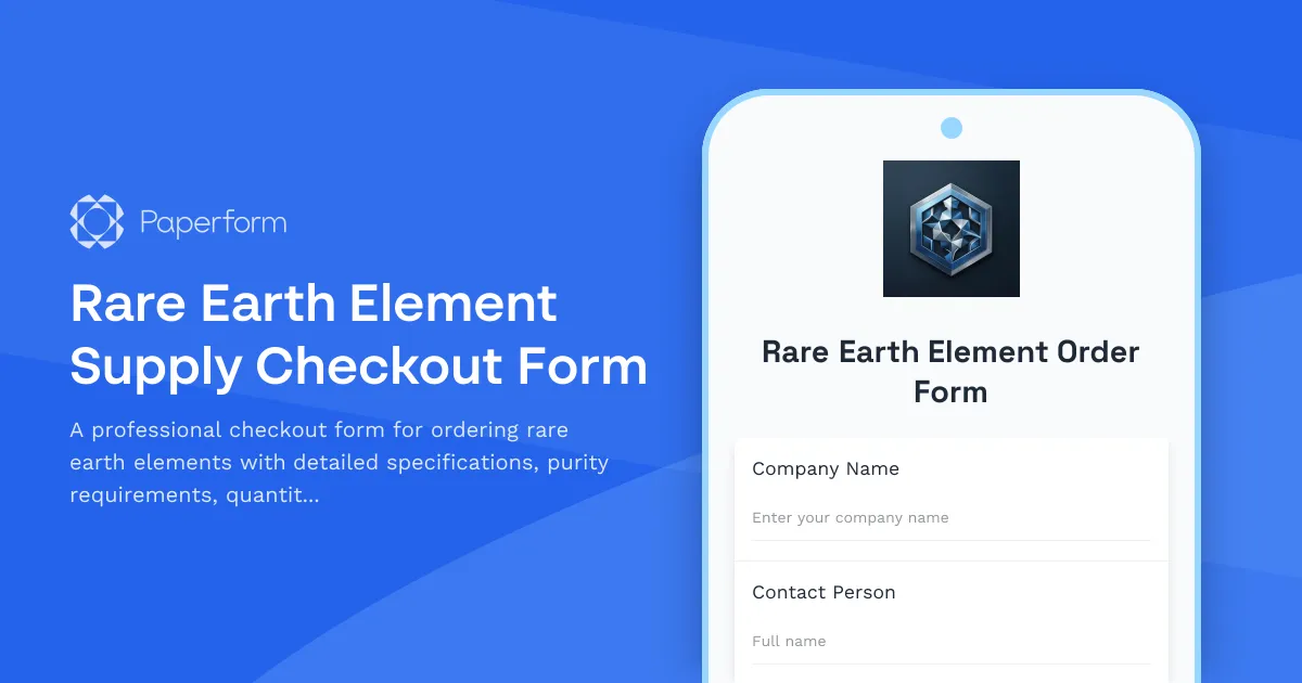 Rare Earth Element Supply Checkout Form