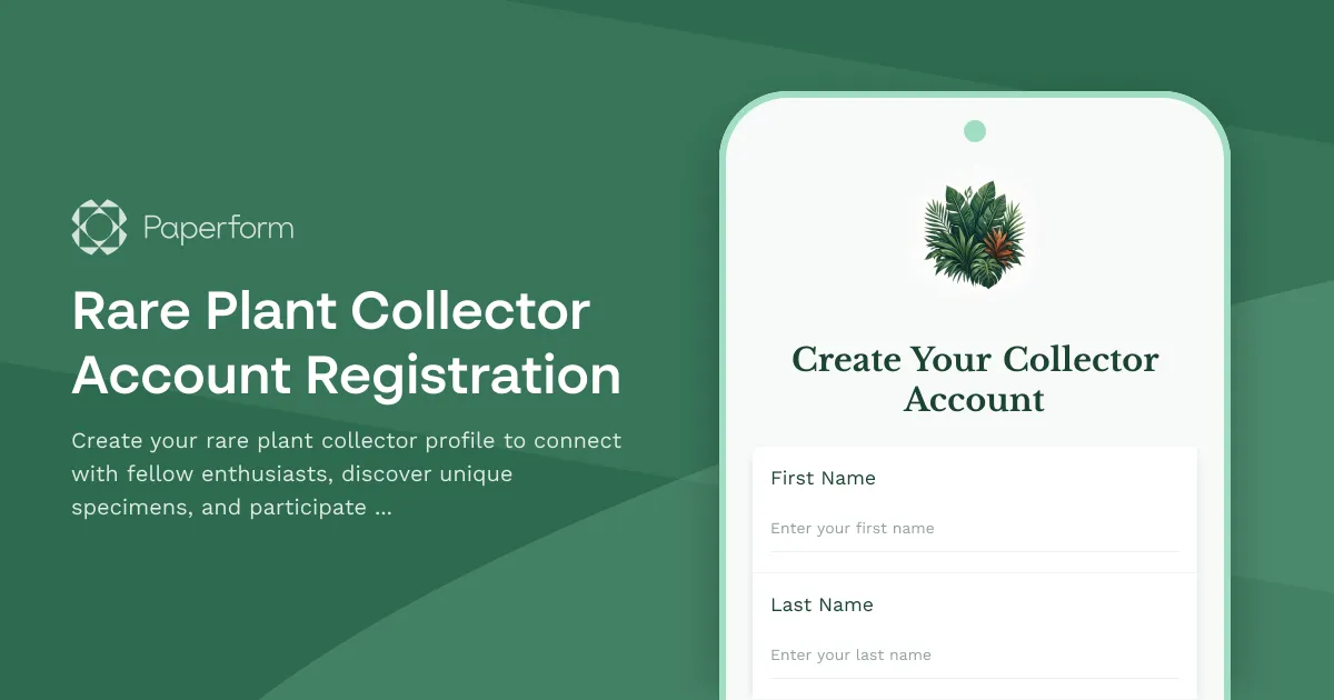 Rare Plant Collector Account Registration