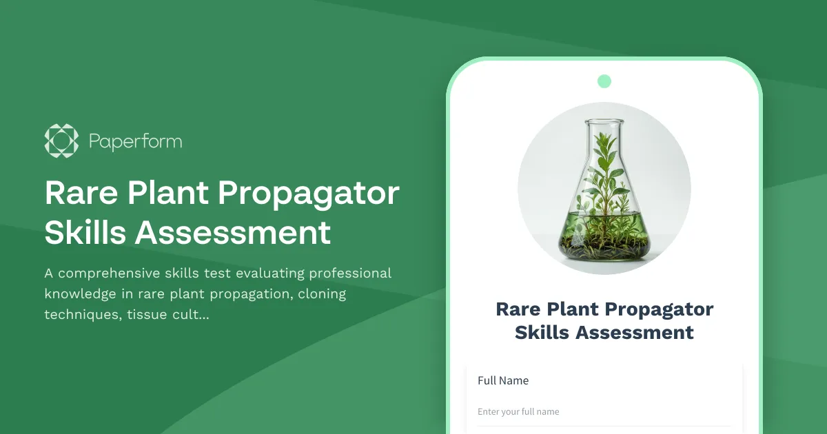 Rare Plant Propagator Skills Assessment