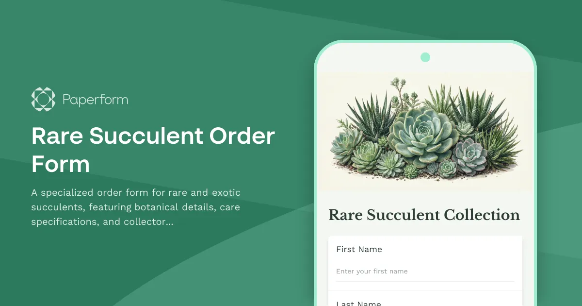 Rare Succulent Order Form