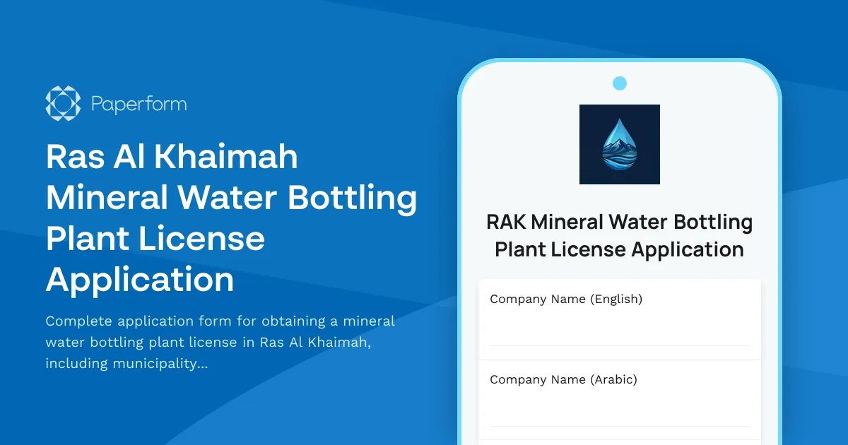 Ras Al Khaimah Mineral Water Bottling Plant License Application
