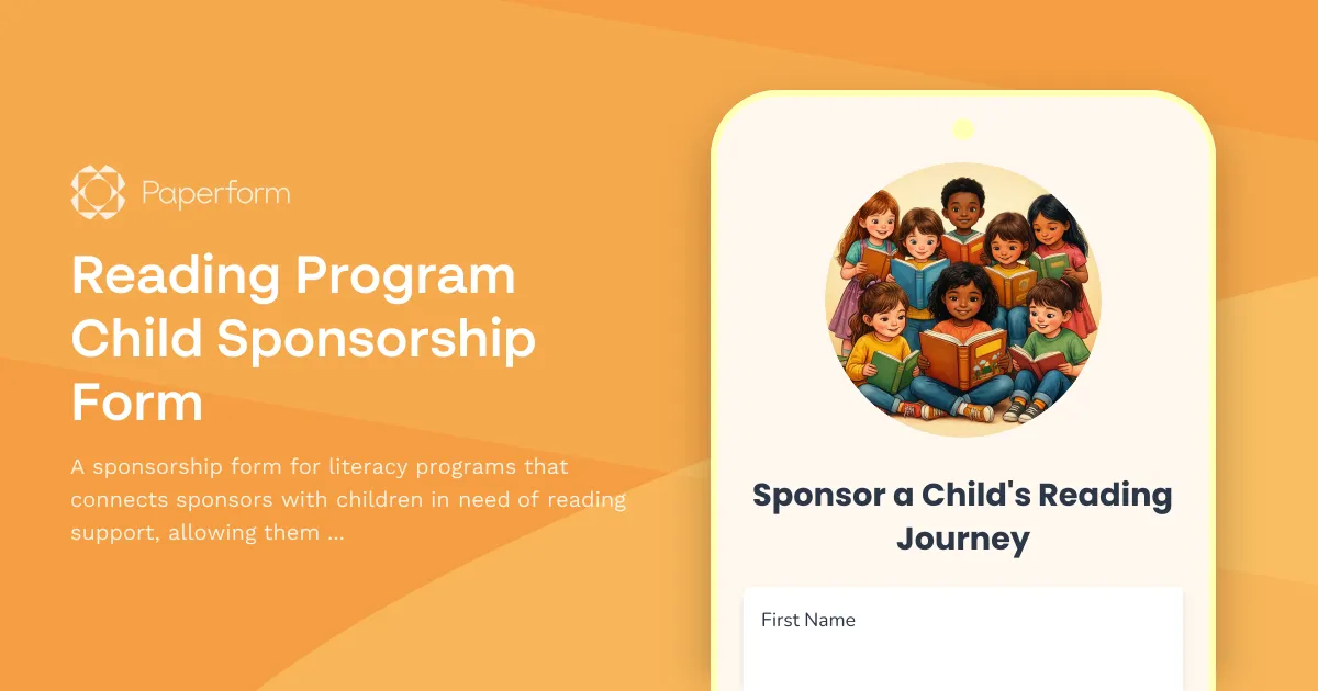 Reading Program Child Sponsorship Form