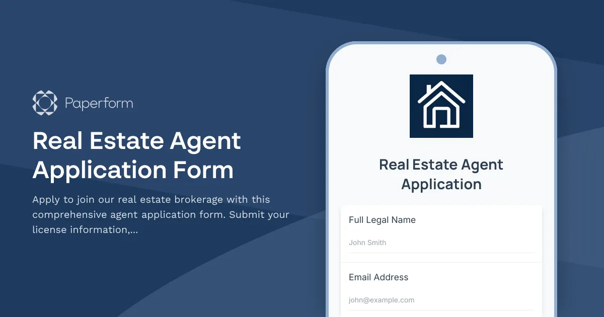Real Estate Agent Application Form