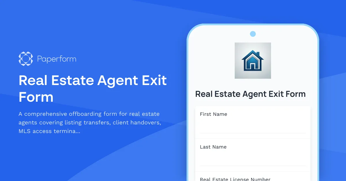 Real Estate Agent Exit Form