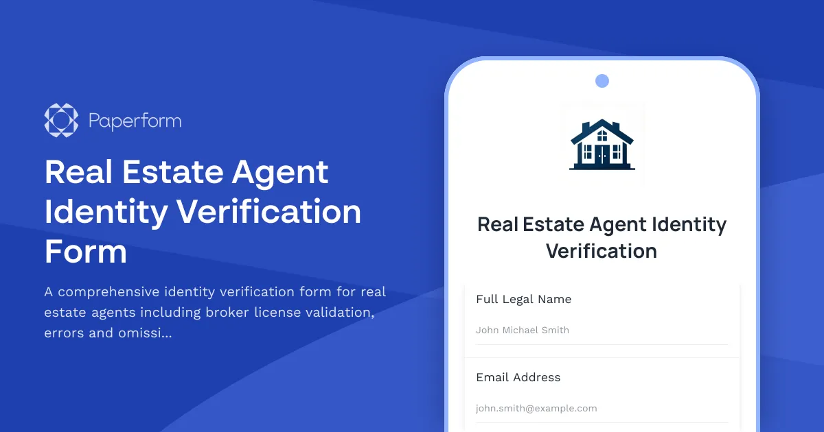 Real Estate Agent Identity Verification Form
