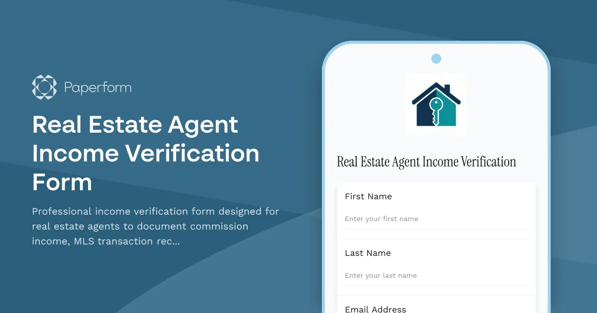 Real Estate Agent Income Verification Form