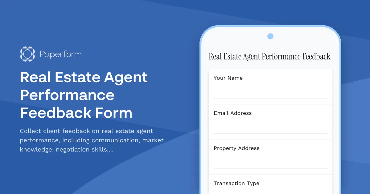 Real Estate Agent Performance Feedback Form