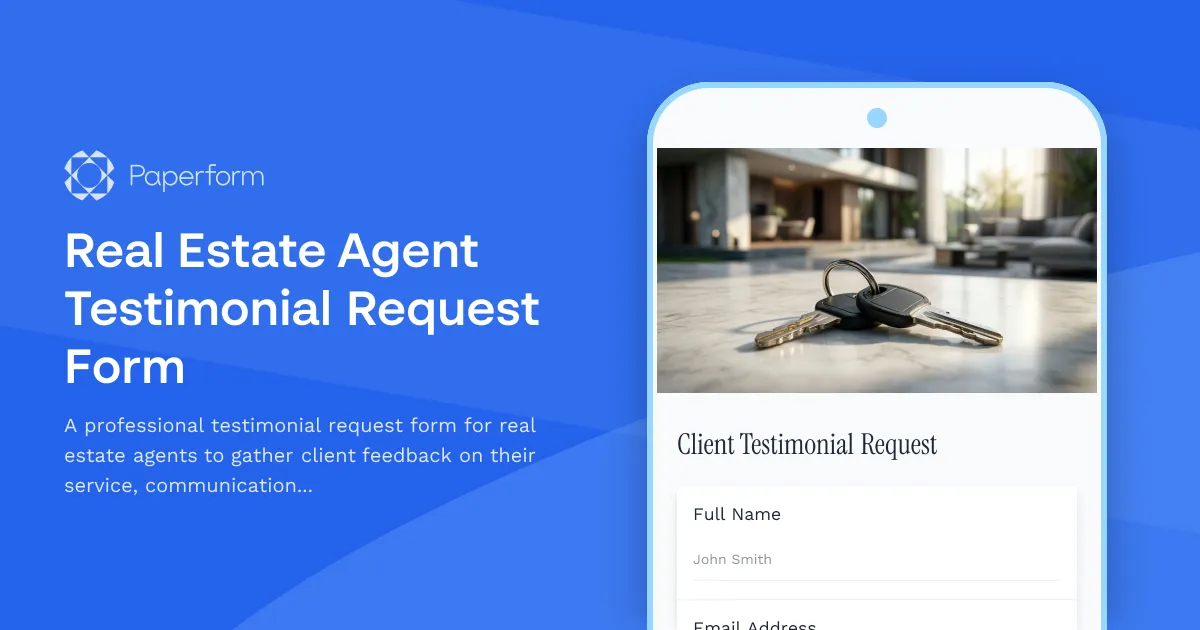 Real Estate Agent Testimonial Request Form