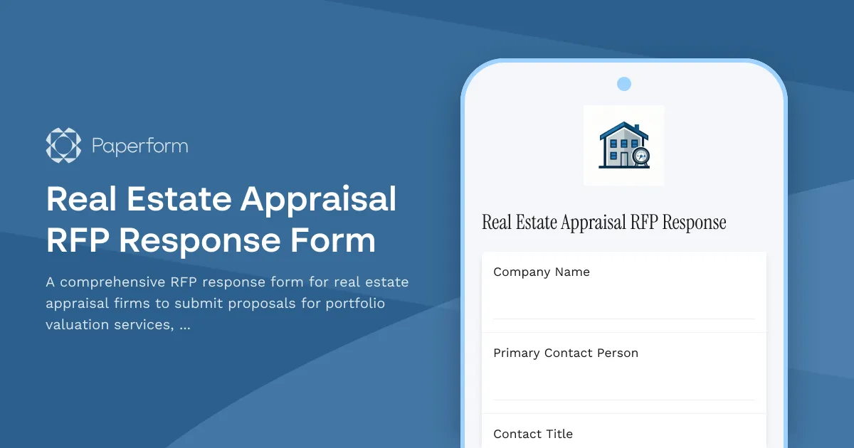 Real Estate Appraisal RFP Response Form