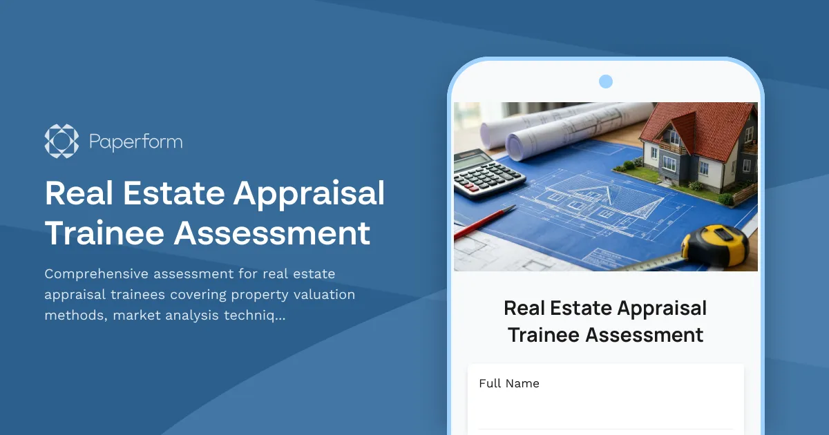 Real Estate Appraisal Trainee Assessment