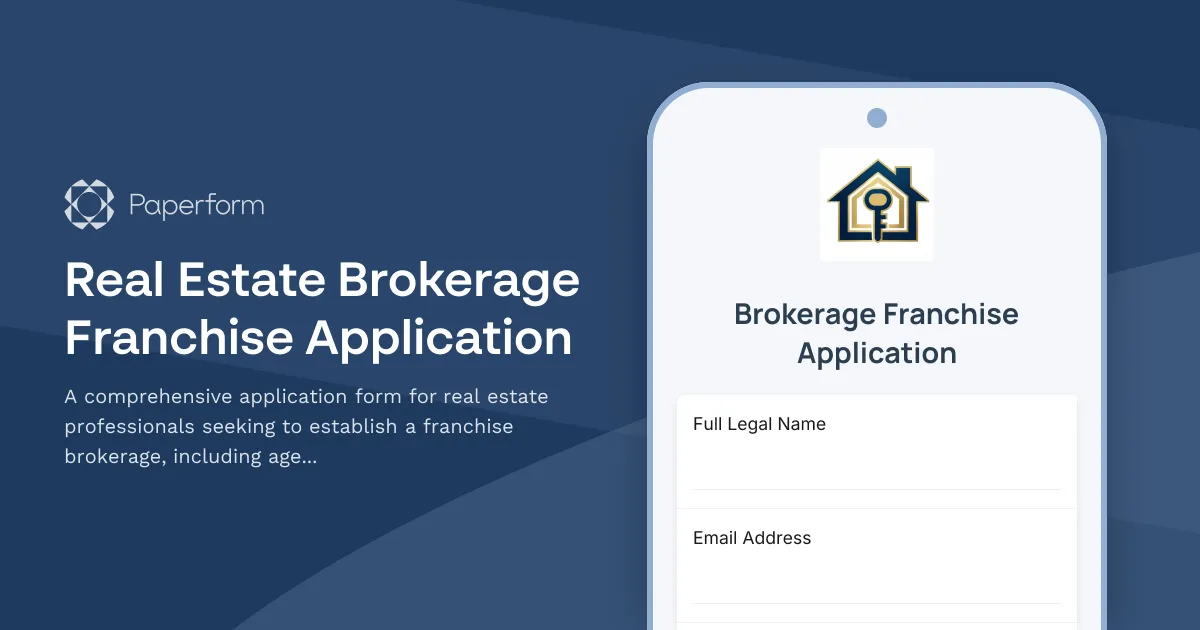 Real Estate Brokerage Franchise Application