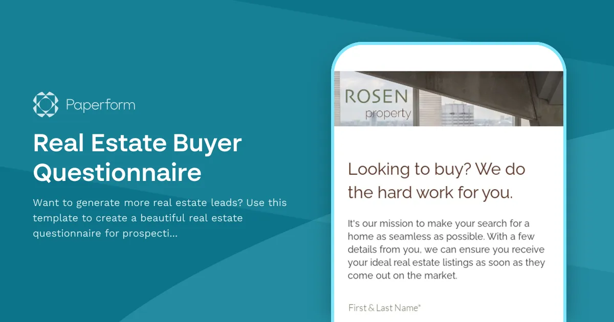 Real Estate Buyer Questionnaire