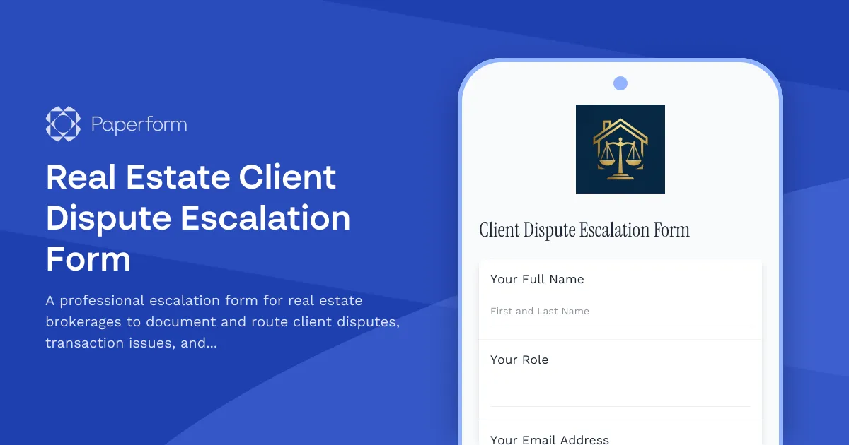 Real Estate Client Dispute Escalation Form