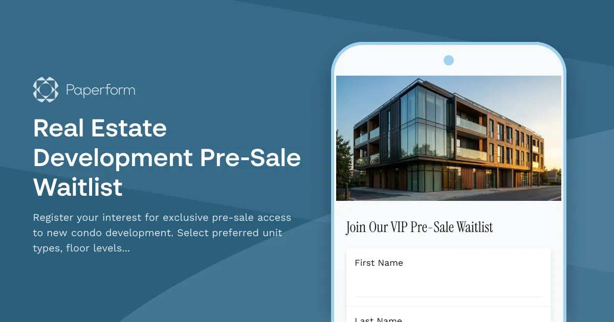 Real Estate Development Pre-Sale Waitlist