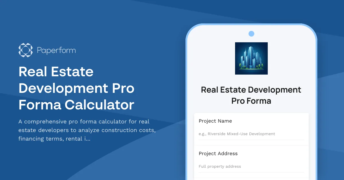 Real Estate Development Pro Forma Calculator