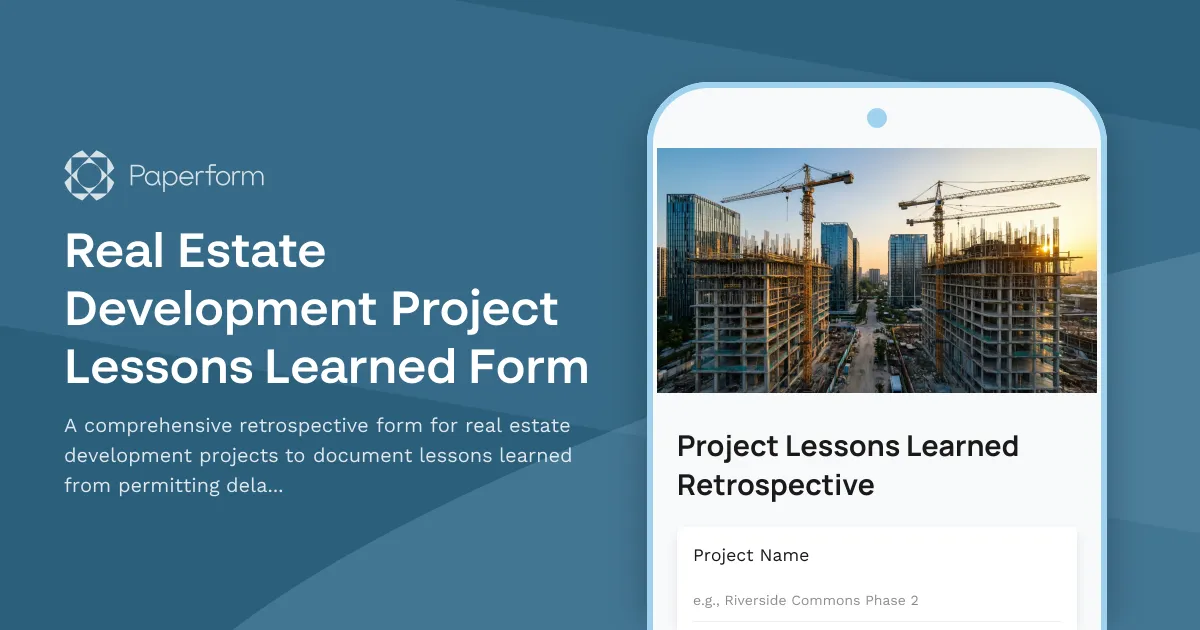 Real Estate Development Project Lessons Learned Form