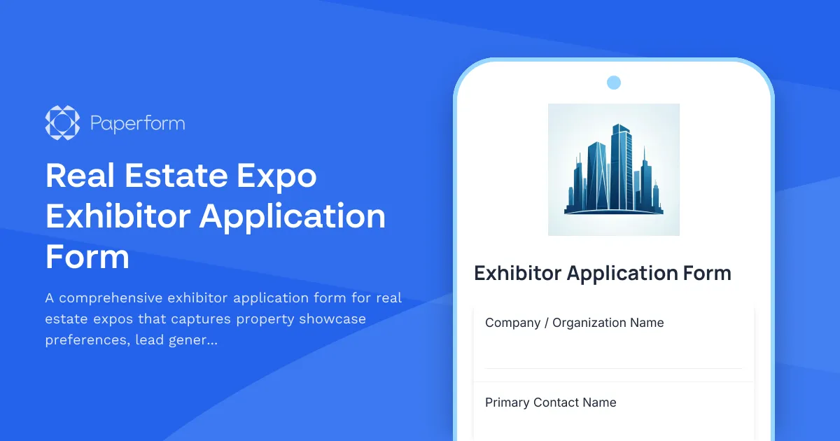 Real Estate Expo Exhibitor Application Form