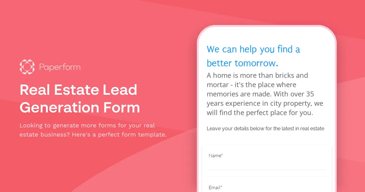 Real Estate Lead Generation Form