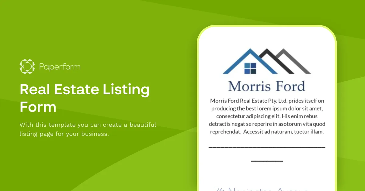 Real Estate Listing Form