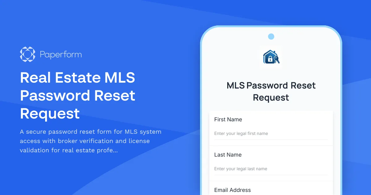 Real Estate MLS Password Reset Request