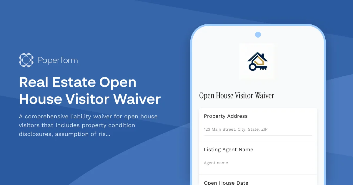 Real Estate Open House Visitor Waiver