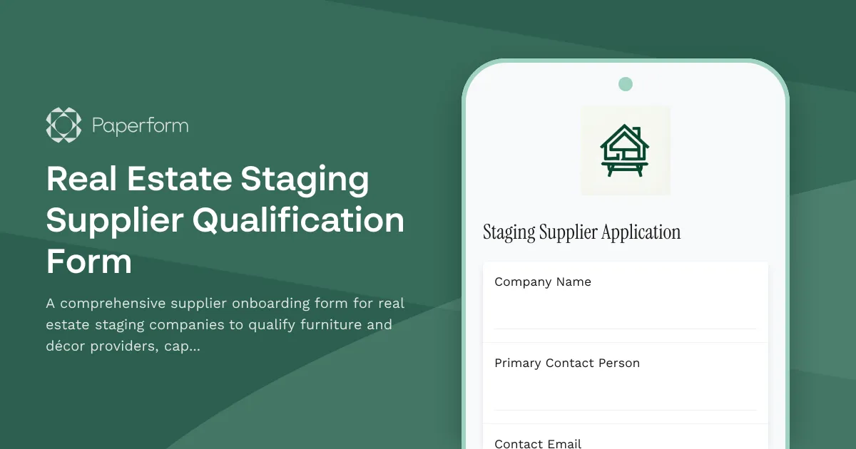 Real Estate Staging Supplier Qualification Form