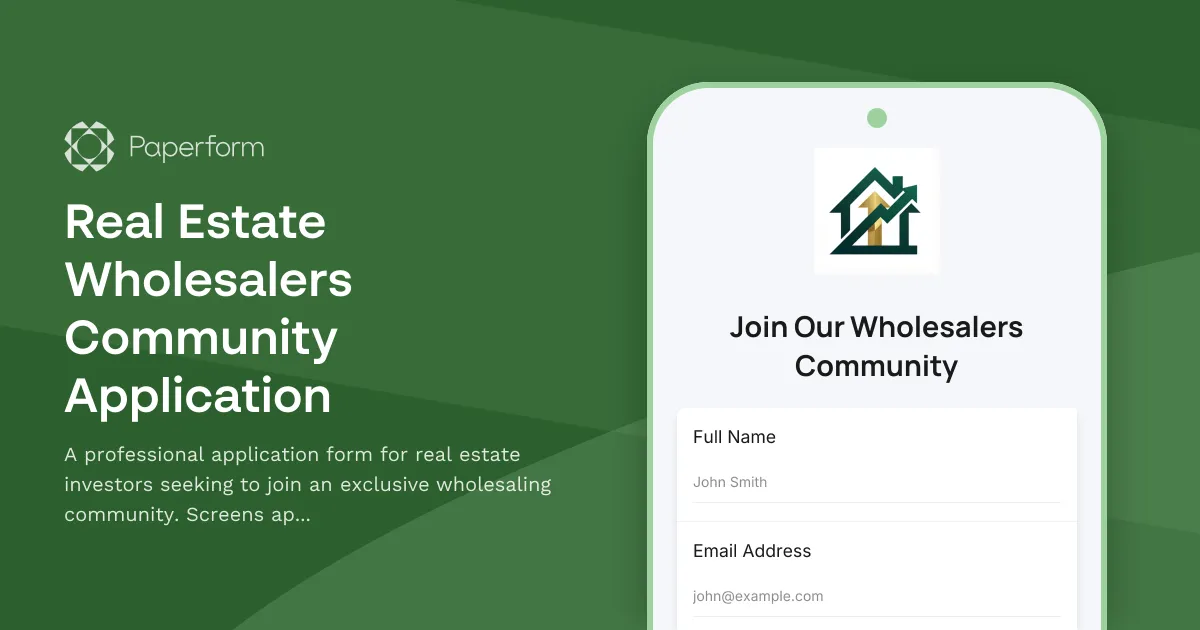 Real Estate Wholesalers Community Application