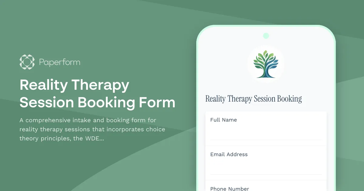 Reality Therapy Session Booking Form