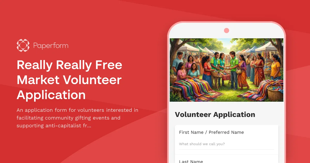 Really Really Free Market Volunteer Application