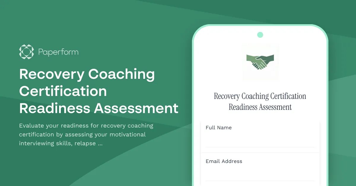 Recovery Coaching Certification Readiness Assessment