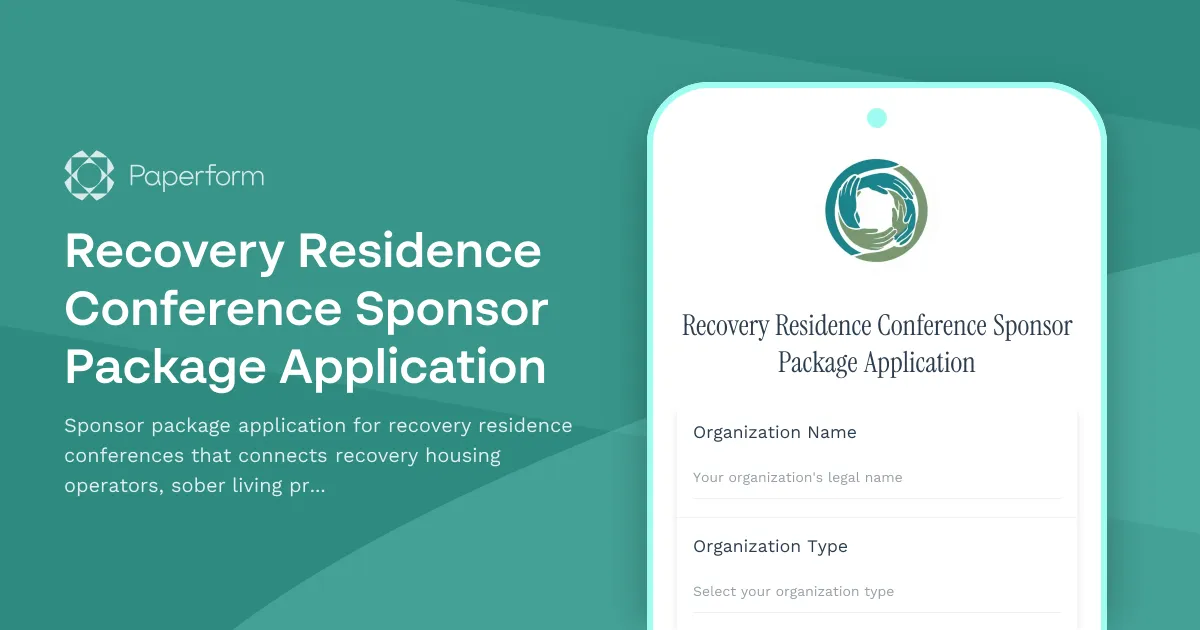 Recovery Residence Conference Sponsor Package Application