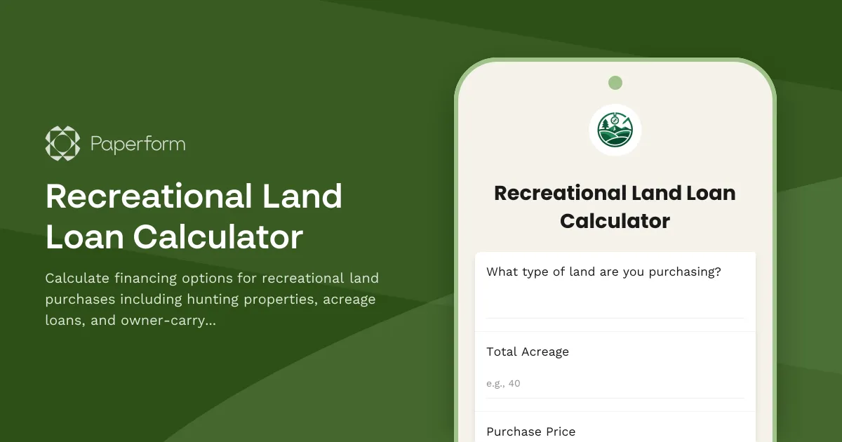 Recreational Land Loan Calculator