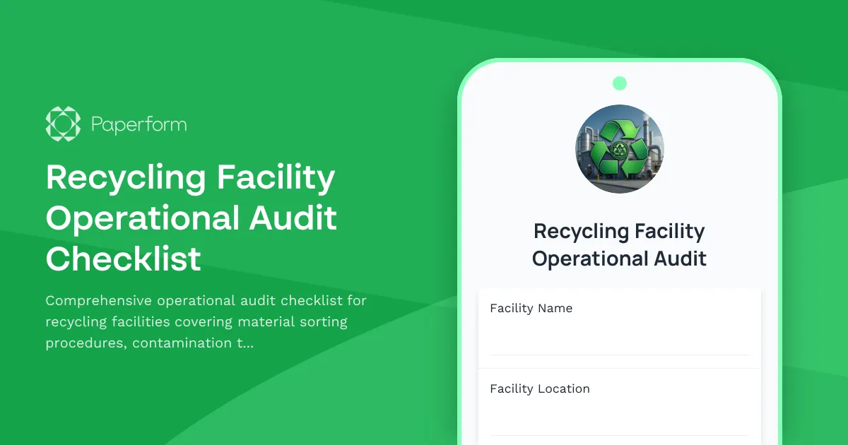 Recycling Facility Operational Audit Checklist