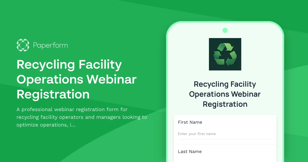 Recycling Facility Operations Webinar Registration