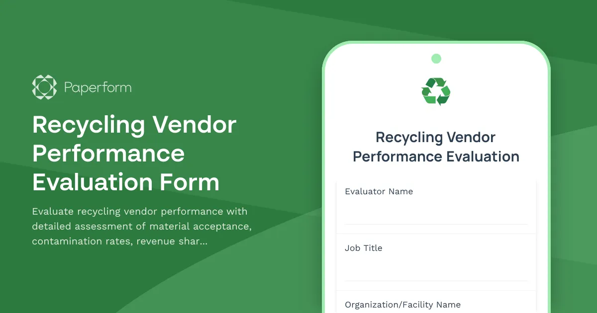 Recycling Vendor Performance Evaluation Form