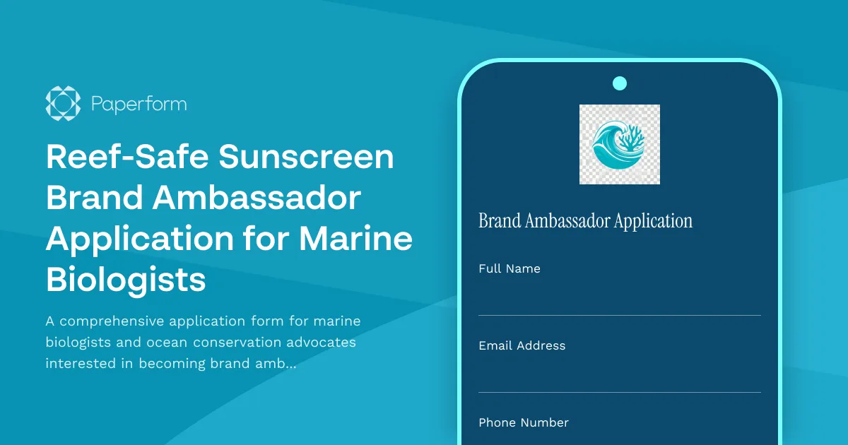 Reef-Safe Sunscreen Brand Ambassador Application for Marine Biologists