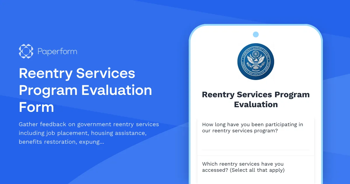 Reentry Services Program Evaluation Form