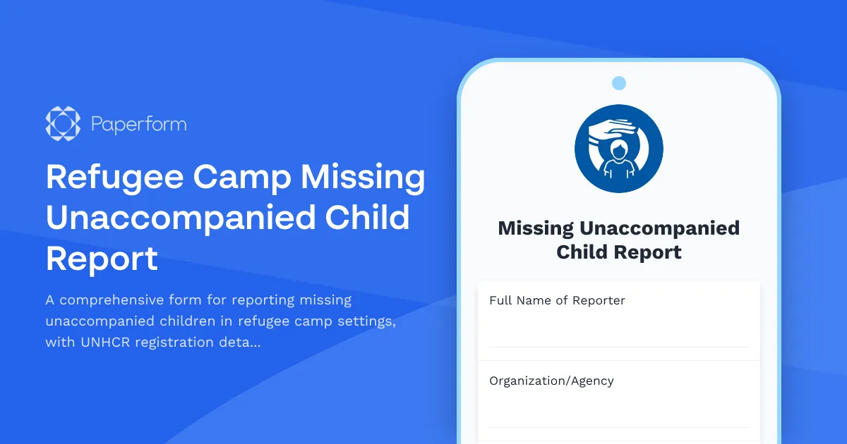 Refugee Camp Missing Unaccompanied Child Report