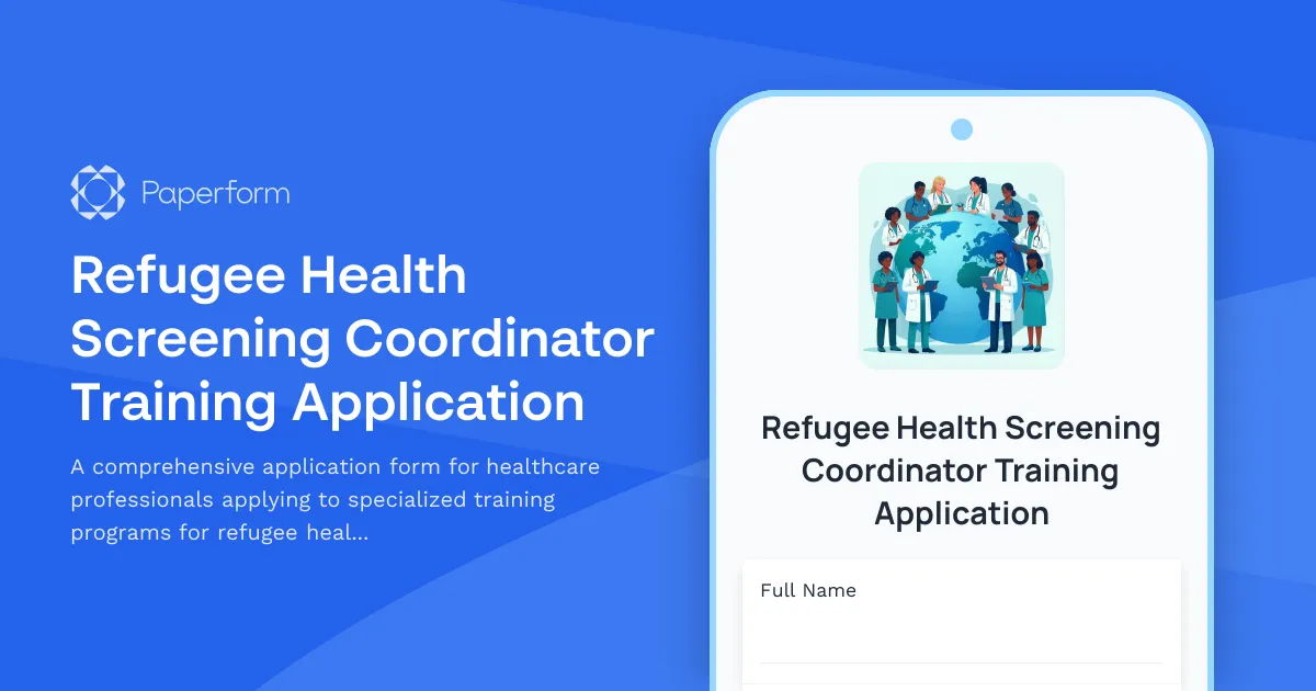 Refugee Health Screening Coordinator Training Application