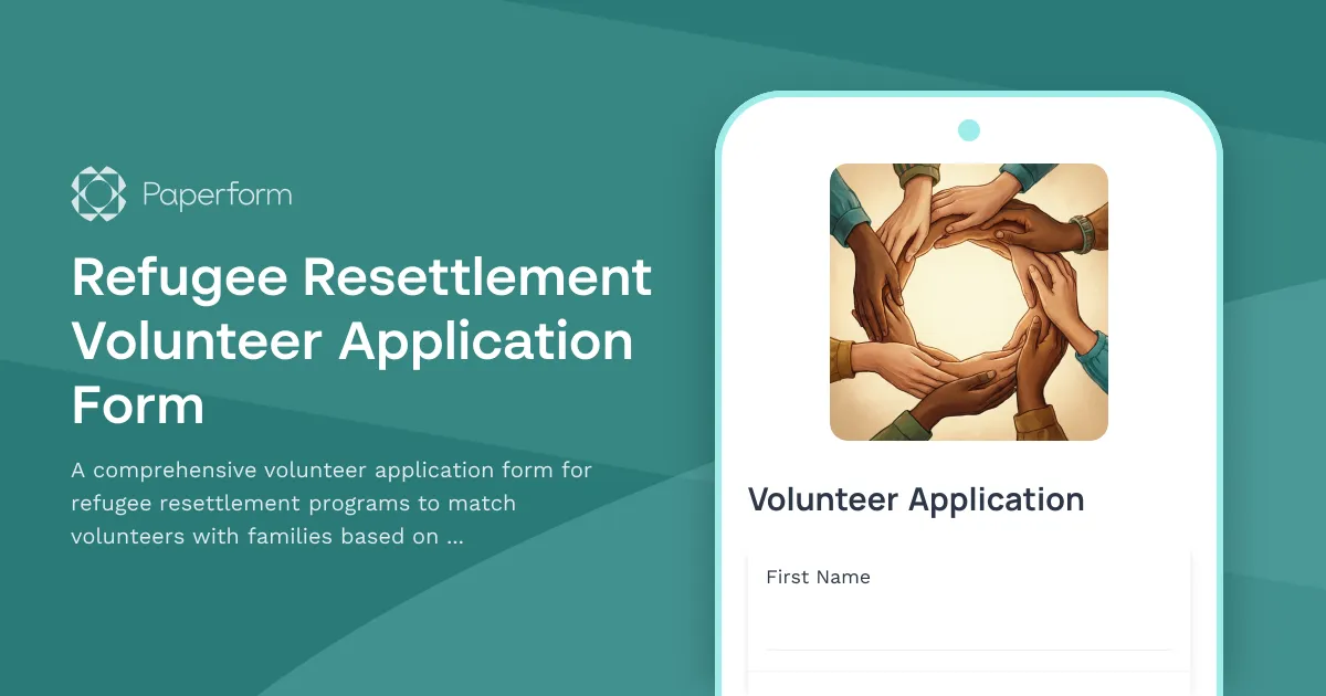 Refugee Resettlement Volunteer Application Form