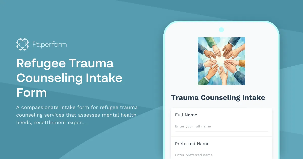 Refugee Trauma Counseling Intake Form