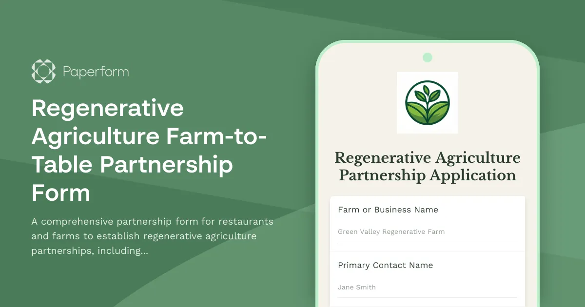 Regenerative Agriculture Farm-to-Table Partnership Form