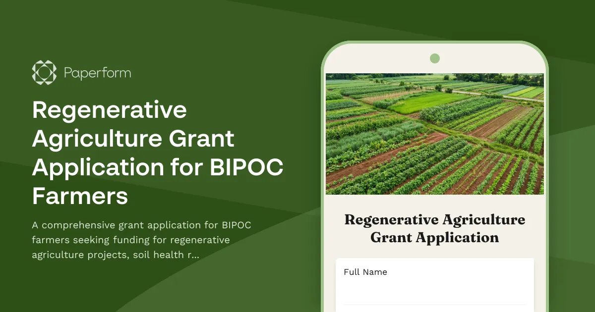 Regenerative Agriculture Grant Application for BIPOC Farmers